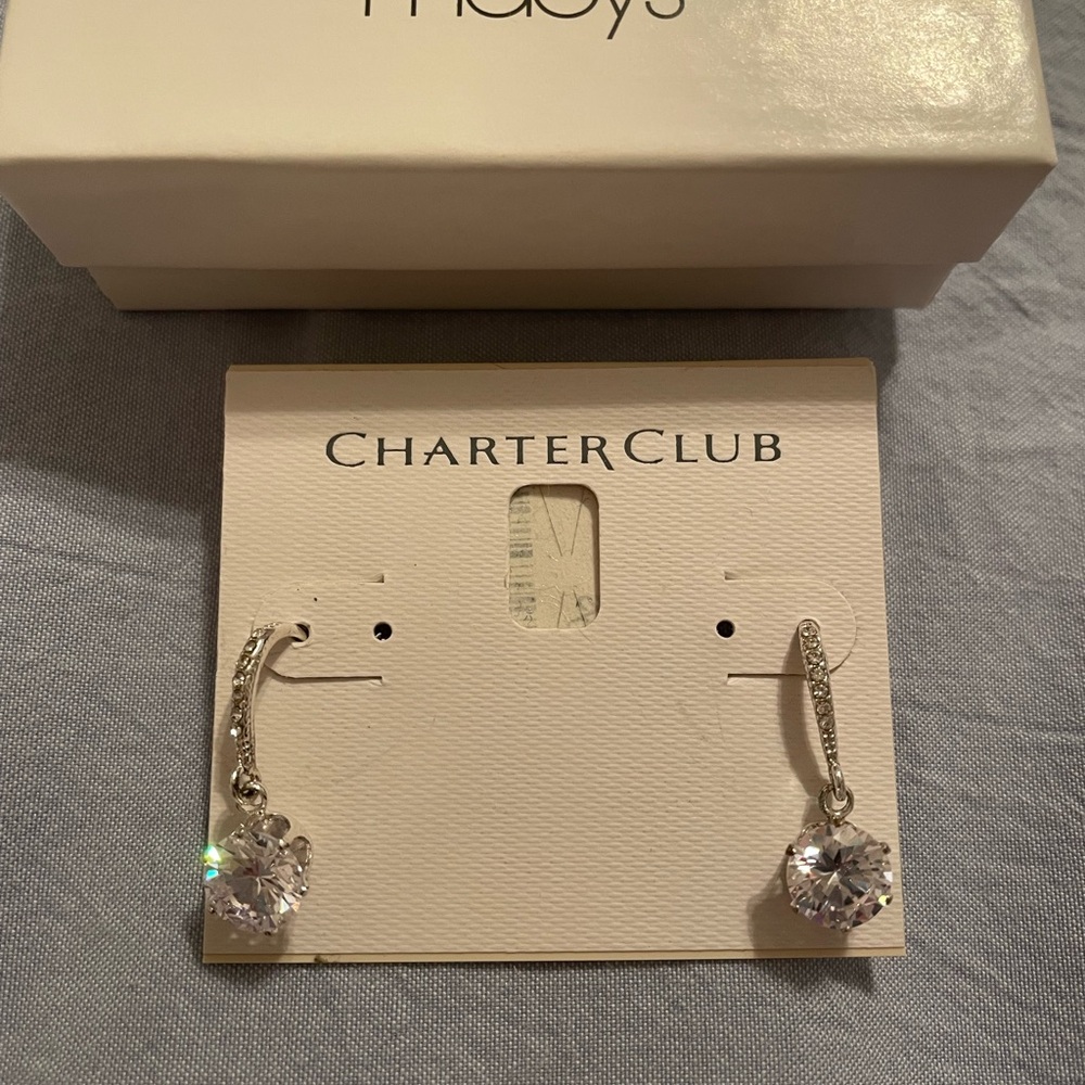 Macy's Charter Club Silver Earrings with Sparkling Stones